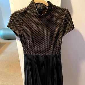 Designer MUSE leather bottom pleated dress